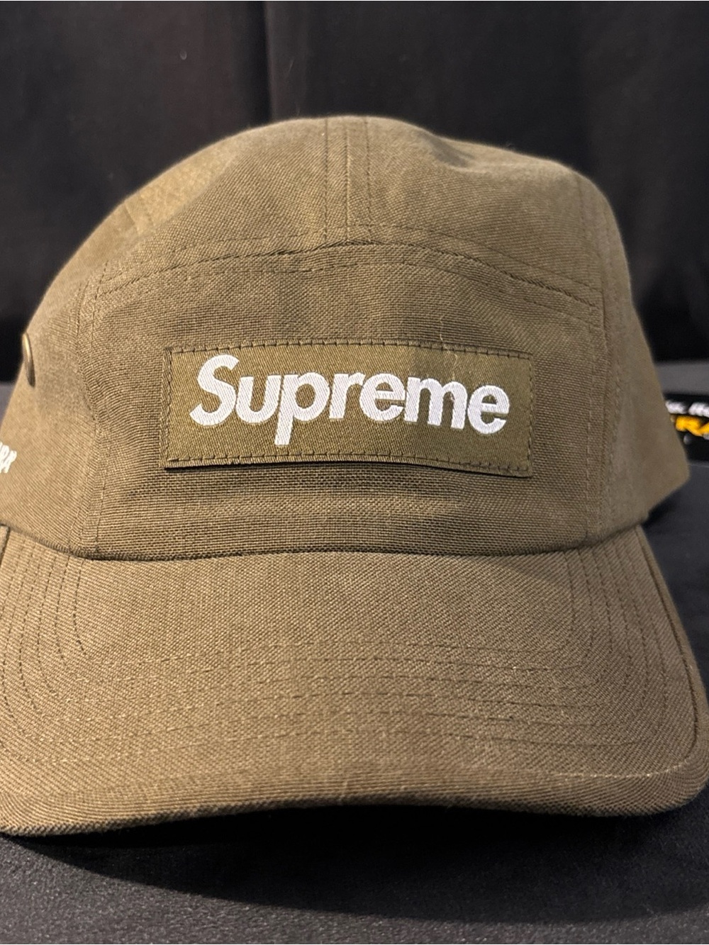 Supreme Olive Camp Cap with White Logo Patch